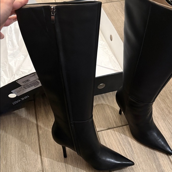 Nine West Gerty black leather Knee High Boots